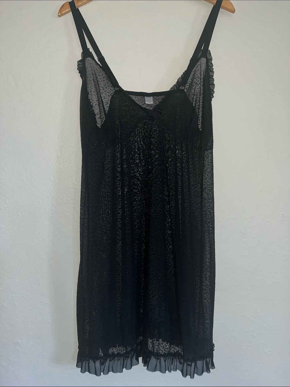 Ashley Stewart Black Sheer Lace Chemise Slip